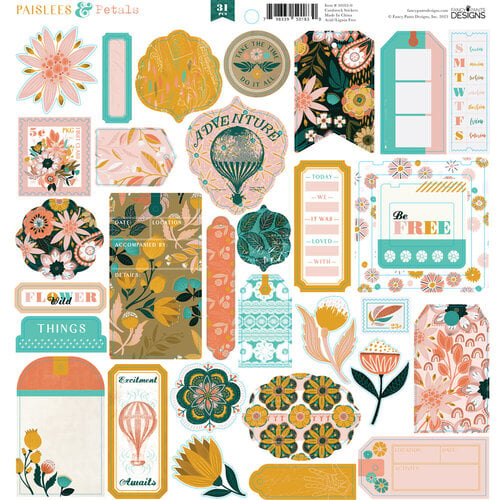 Fancy Pants Designs - Paislees And Petals Collection - 12 x 12 Sticker Sheet