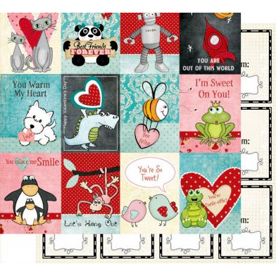 Fancy Pants Designs - Splendid Collection - 12 x 12 Double Sided Paper - Valentine's Cards