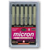 Sakura Pen Set - Micron 6 piece Black ink set - Six Different Point Sizes