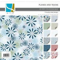 GCD Studios - Planes and Trains Collection - 12x12 Double Sided Paper Collection Pack - Planes and Trains - Boy , CLEARANCE