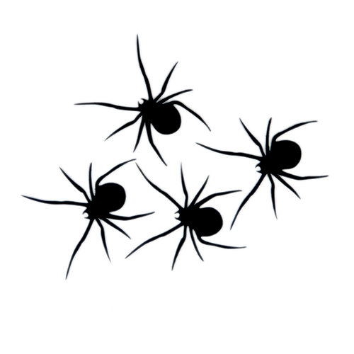 Grapevine Designs and Studio - Halloween - Cardstock Shapes - 4 Small Spiders - Black