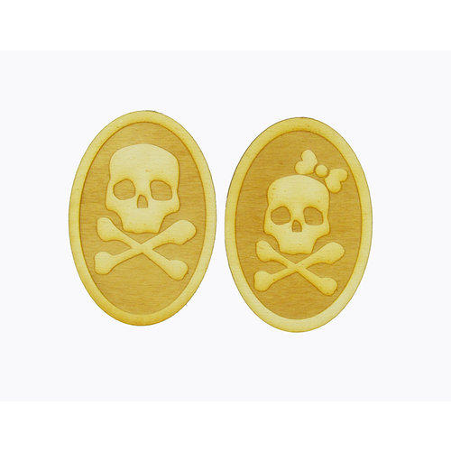 Grapevine Designs and Studio - Halloween - Wood Shapes - His and Her Skull Crossbones Set