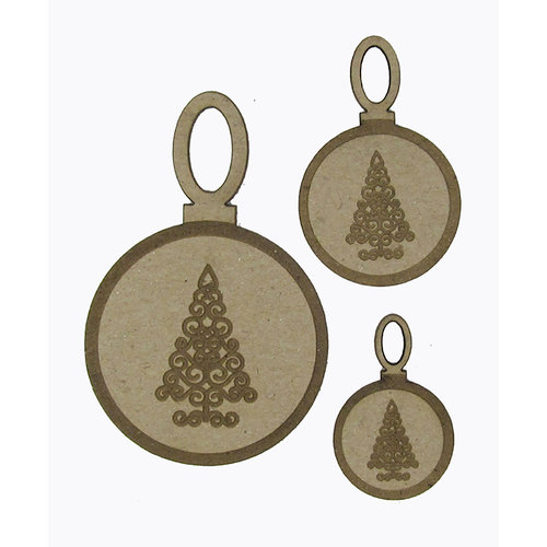 Grapevine Designs and Studio - Christmas - Chipboard Shapes - Scroll Tree Ornaments - Set of 3