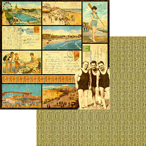 Graphic 45 - On the Boardwalk Collection - 12 x 12 Double Sided Paper - Coney Island