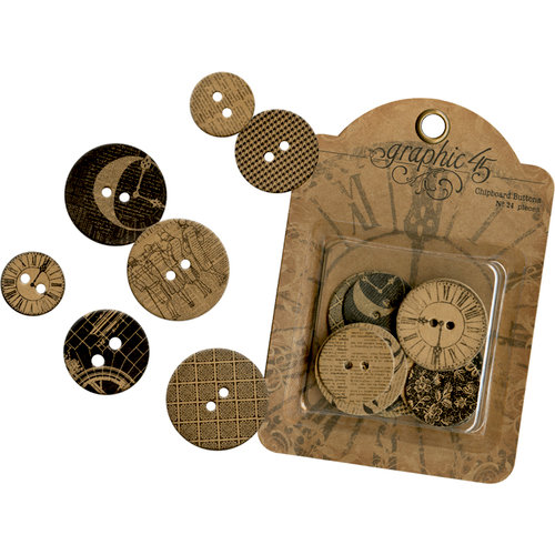 Graphic 45 - Staples Collection - Chipboard Buttons