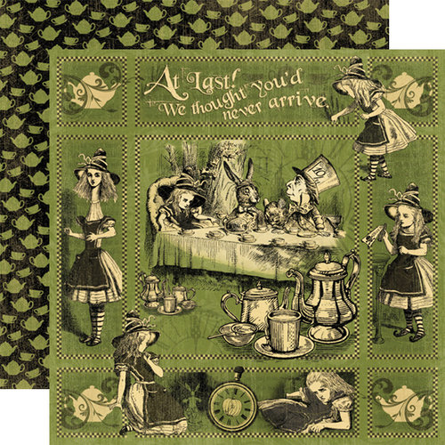 Graphic 45 - Halloween in Wonderland Collection - 12 x 12 Double Sided Paper - Alices Tea Party
