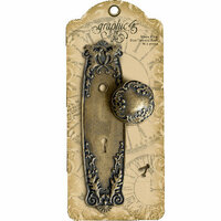 Graphic 45 - Staples Collection - Metal Door Plate and Knob - Ornate