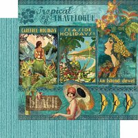 Graphic 45 - Tropical Travelogue Collection - 12 x 12 Double Sided Paper - Tropical Travelogue