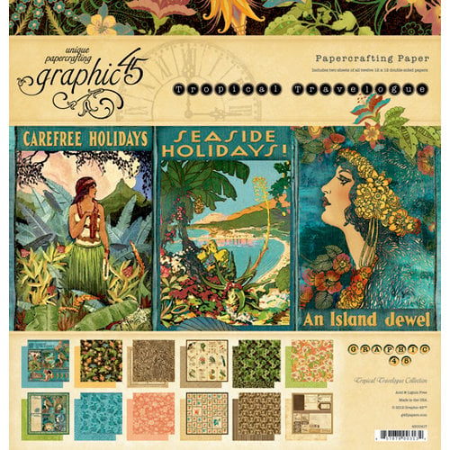 Graphic 45 - Tropical Travelogue Collection - 12 x 12 Paper Pad