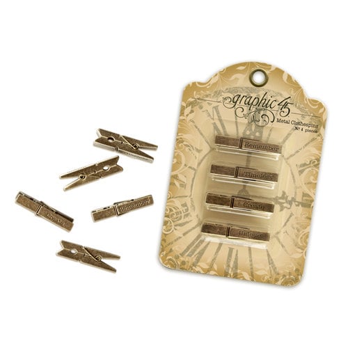 Graphic 45 - Staples Collection - Metal Clothespins