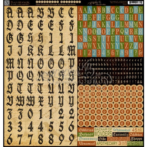 Graphic 45 - Olde Curiosity Shoppe Collection - 12 x 12 Cardstock Stickers - Alphabet