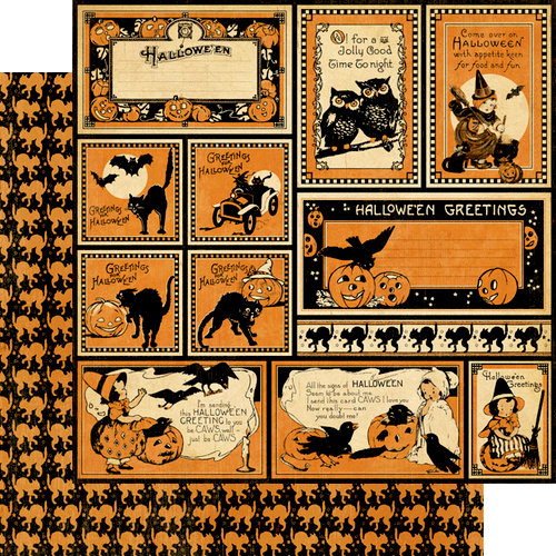 Graphic 45 - Happy Haunting Collection - Halloween - 12 x 12 Double Sided Paper - Hallowe'en Greetings