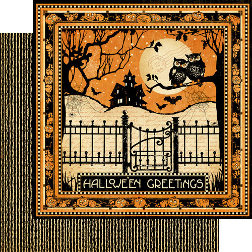 Graphic 45 - Happy Haunting Collection - Halloween - 12 x 12 Double Sided Paper - Fright Night