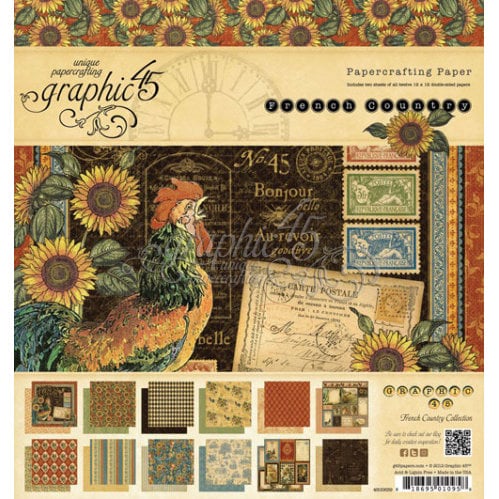 Graphic 45 - French Country Collection - 8 x 8 Paper Pad