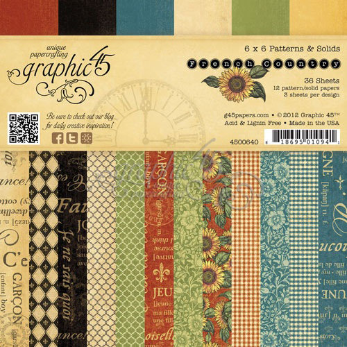Graphic 45 - French Country Collection - 6 x 6 Patterns and Solids Pad