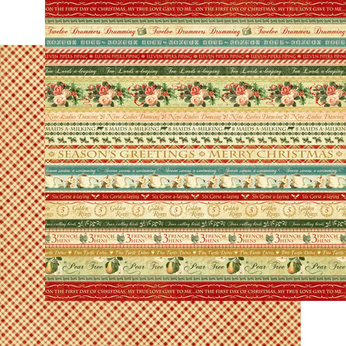 Graphic 45 - Twelve Days of Christmas Collection - 12 x 12 Double Sided Paper - Joyeux Noel