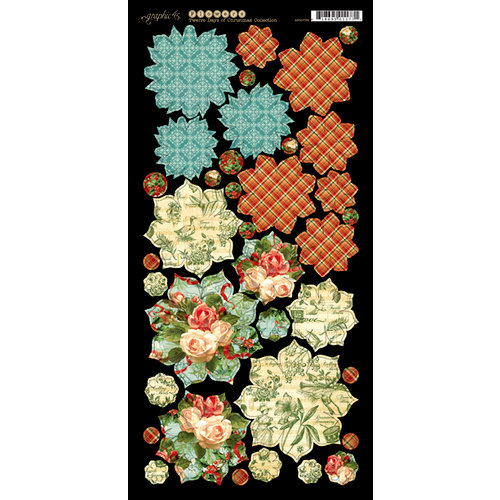 Graphic 45 - Twelve Days of Christmas Collection - Cardstock Flowers