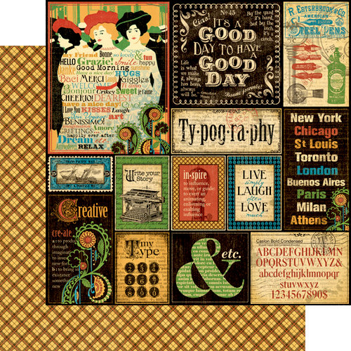 Graphic 45 - Typography Collection - 12 x 12 Double Sided Paper - Typography