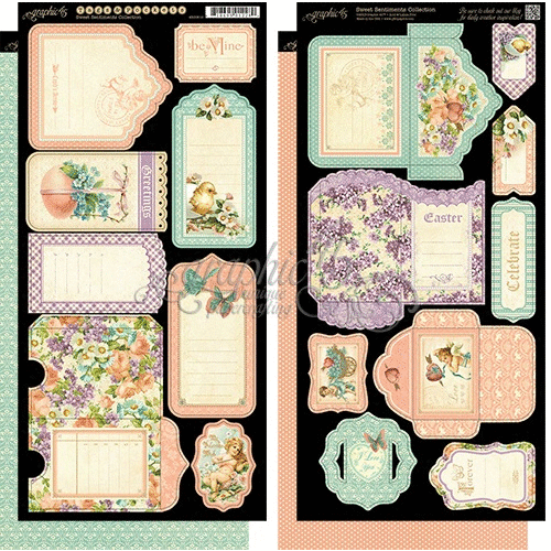 Graphic 45 - Sweet Sentiments Collection - Cardstock Tags and Pockets