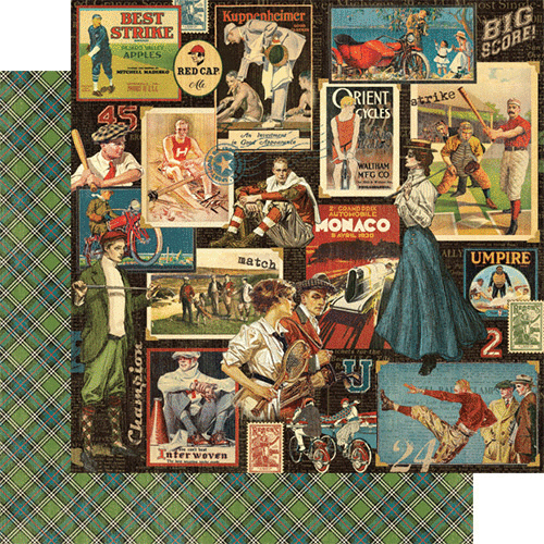 Graphic 45 - Good Ol Sport Collection - 12 x 12 Double Sided Paper - Big Score