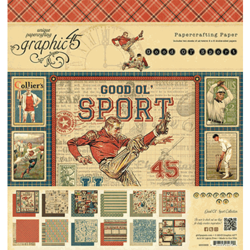 Graphic 45 - Good Ol Sport Collection - 8 x 8 Paper Pad