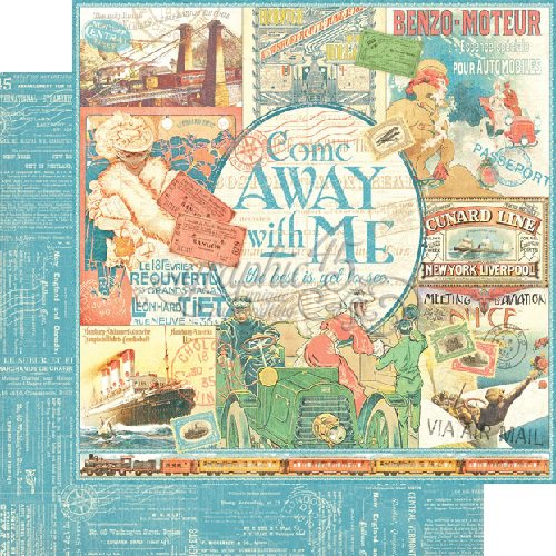 Graphic 45 - Come Away With Me Collection - 12 x 12 Double Sided Paper - Come Away With Me