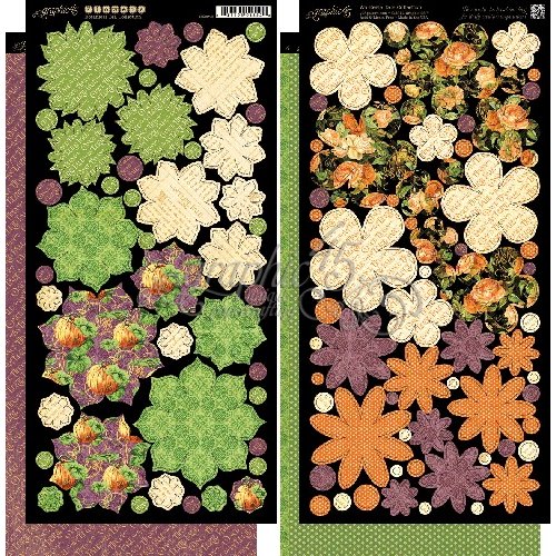 Graphic 45 - An Eerie Tale Collection - Halloween - Cardstock Flowers