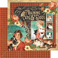 Graphic 45 - Raining Cats and Dogs Collection - 12 x 12 Double Sided Paper - Raining Cats and Dogs