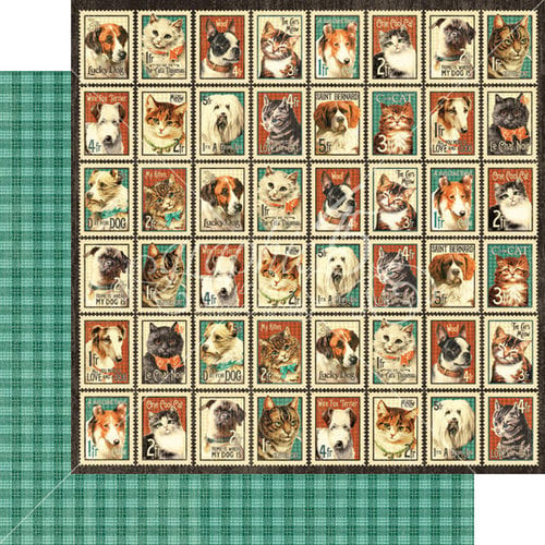 Graphic 45 - Raining Cats and Dogs Collection - 12 x 12 Double Sided Paper - Mr. Whiskers