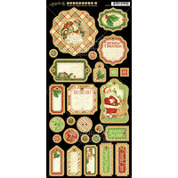 Graphic 45 - Twas the Night Before Christmas Collection - Die Cut Chipboard Tags