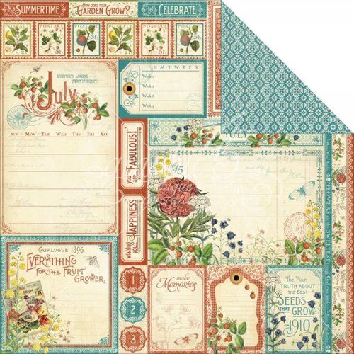 Graphic 45 - Time to Flourish Collection - 12 x 12 Double Sided Paper - July Cut Apart