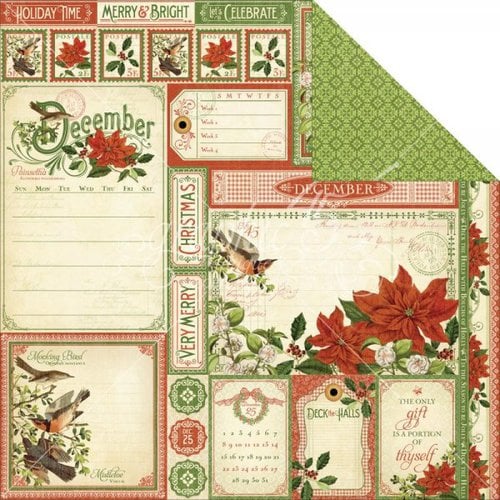 Graphic 45 - Time to Flourish Collection - 12 x 12 Double Sided Paper - December Cut Apart