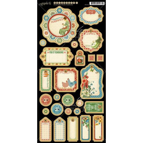 Graphic 45 - Home Sweet Home Collection - Die Cut Chipboard Tags - Two