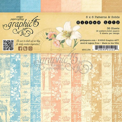 Graphic 45 - Gilded Lily Collection - 6 x 6 Patterns and Solids Paper Pad