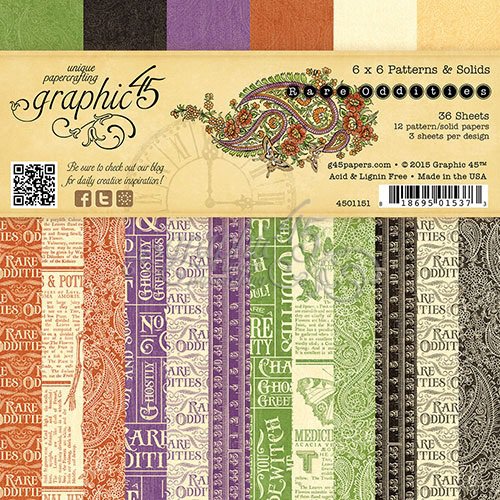 Graphic 45 - Rare Oddities Collection - 6 x 6 Patterns and Solids Paper Pad