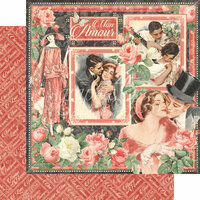 Graphic 45 - Mon Amour Collection - 12 x 12 Double Sided Paper - Mon Amour