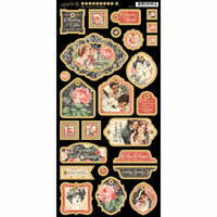 Graphic 45 - Mon Amour Collection - Die Cut Chipboard Tags - One