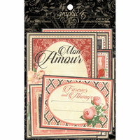 Graphic 45 - Mon Amour Collection - Journaling and Ephemera Cards