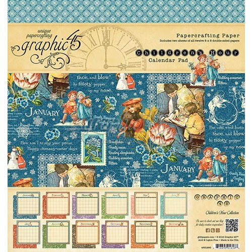 Graphic 45 - Childrens Hour Collection - 8 x 8 Paper Pad - Calendar