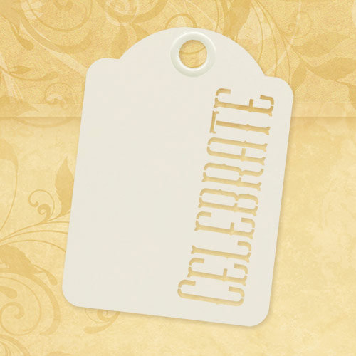 Graphic 45 - Staples Collection - Stencil-Cut Gift Tags - ATC - Celebrate - Ivory
