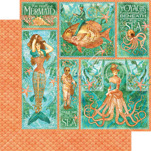 Graphic 45 - Voyage Beneath the Sea Collection - 12 x 12 Double Sided Paper - Mermaid Melody