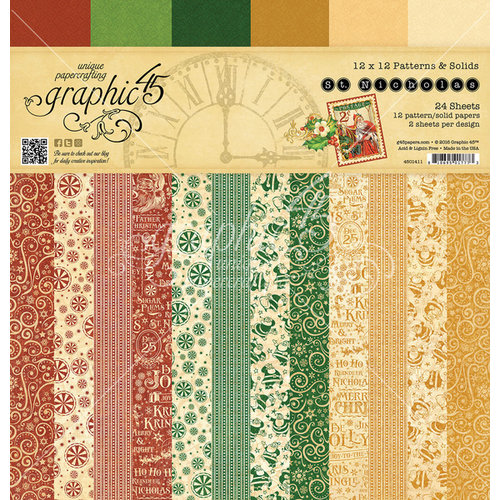 Graphic 45 - St Nicholas Collection - Christmas - 12 x 12 Patterns and Solids Paper Pad