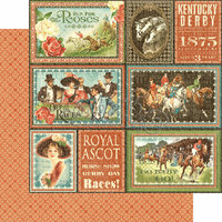 Graphic 45 - Off to the Races Collection - 12 x 12 Double Sided Paper - Royal Ascot