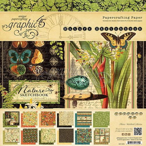 Graphic 45 - Nature Sketchbook Collection - 8 x 8 Paper Pad