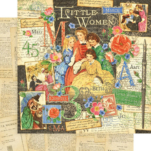 Graphic 45 - Little Women Collection - 12 x 12 Double Sided Paper - Little Women