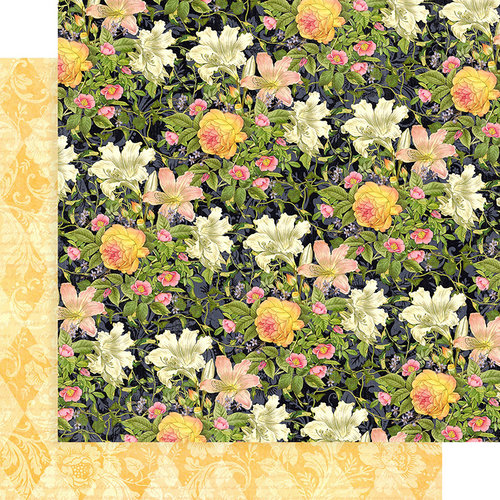 Graphic 45 - Floral Shoppe Collection - 12 x 12 Double Sided Paper - Indigo Lilies