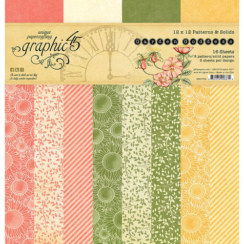Graphic 45 - Garden Goddess Collection - 12 x 12 Patterns and Solids Paper Pad