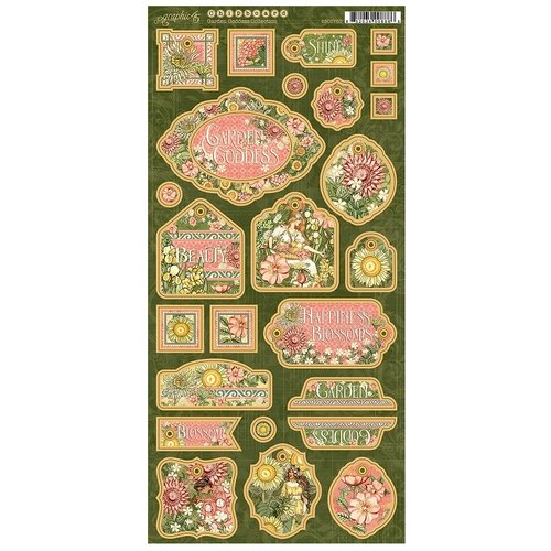 Graphic 45 - Garden Goddess Collection - Die Cut Chipboard Tags