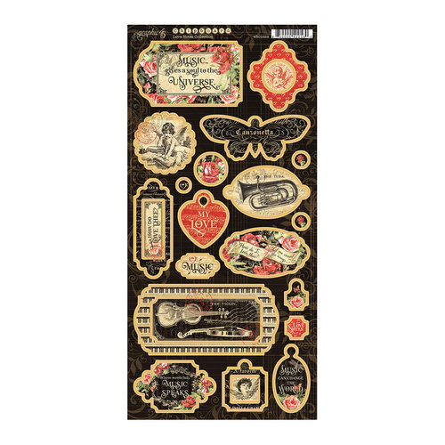 Graphic 45 - Love Notes Collection - Die Cut Chipboard Tags