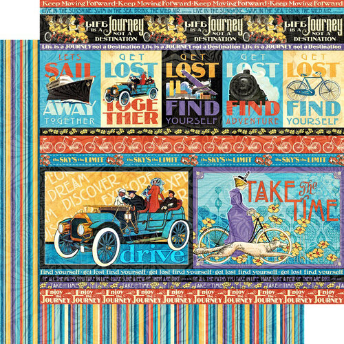 Graphic 45 - Life's A Journey Collection - 12 x 12 Double Sided Paper - Get Lost